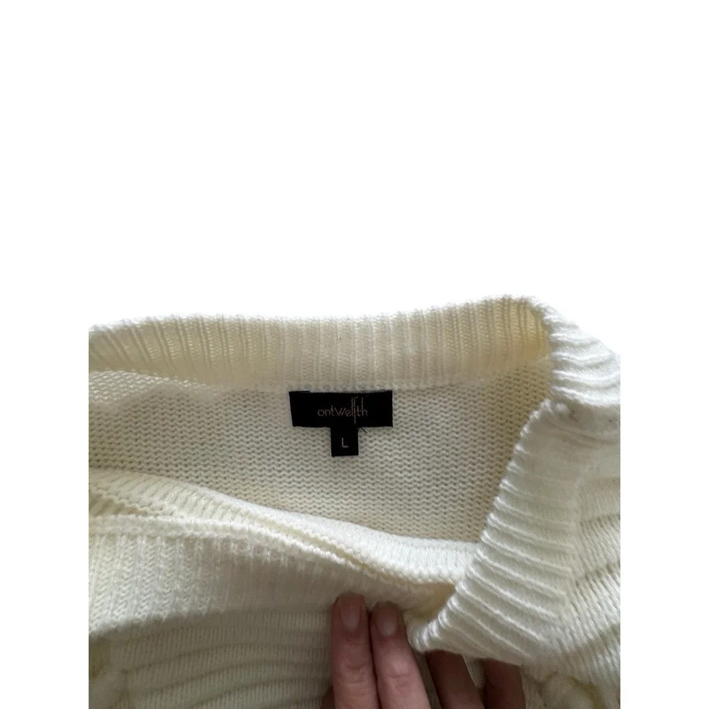Cream Fringe Knit Sweater Women's Large Boho Western Pullover Top Long‎ Layering